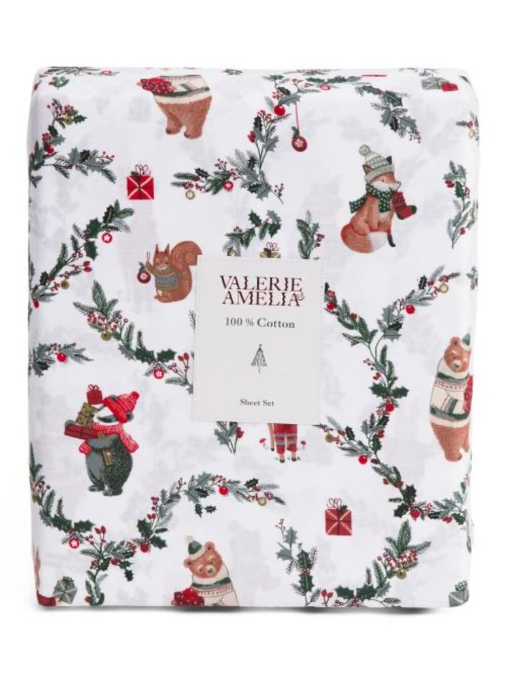 VALERIE & AMELIA Cotton Secret Santa Party Sheet Set